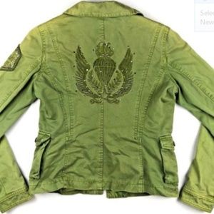 Kitson Green Military Inspired Studded Jacket